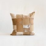 Checkered Velvet Pillow - Natural